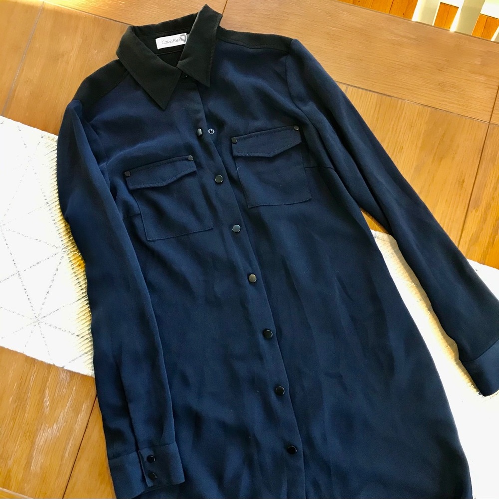 Calvin Klein Navy and Black Shirt Dress